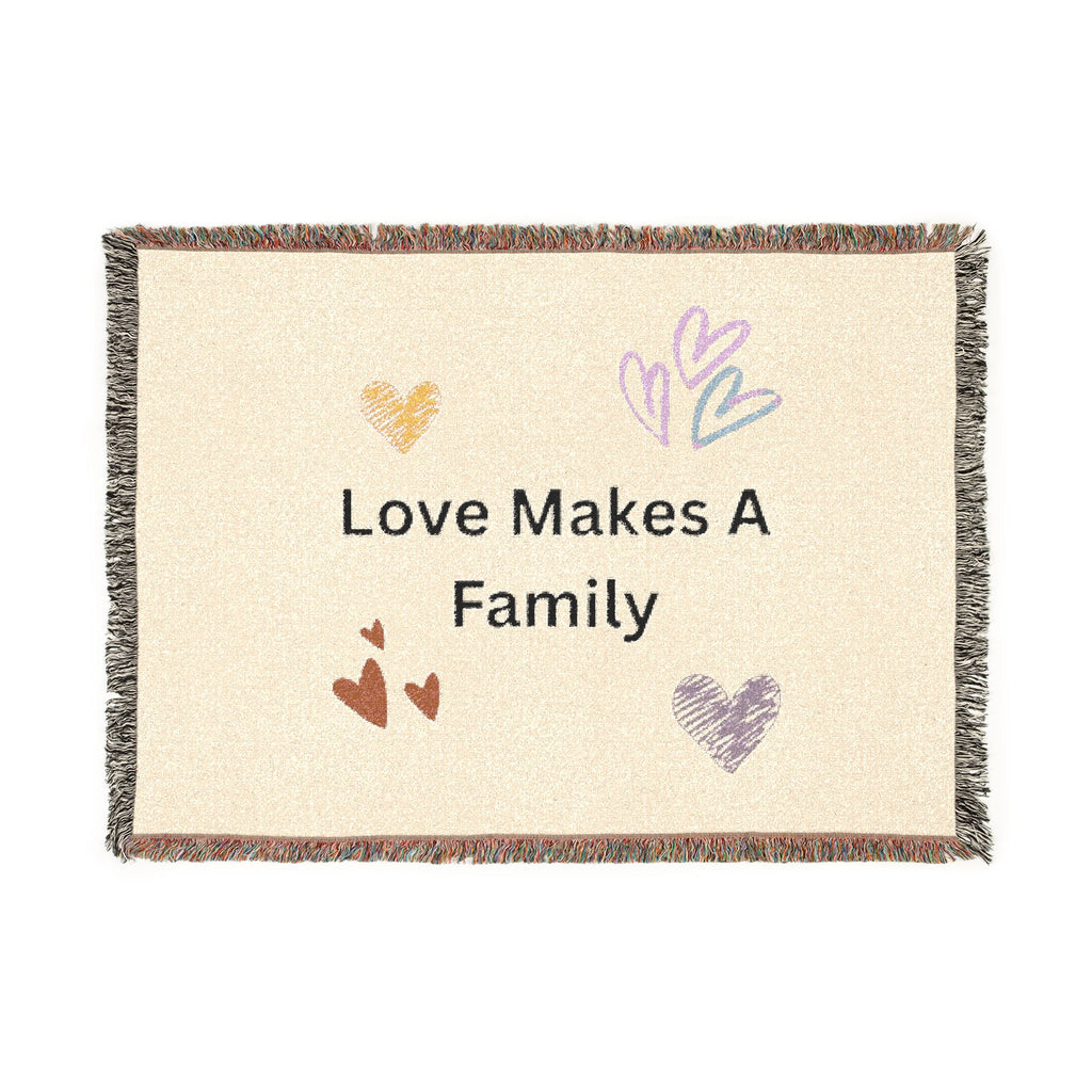 Love Makes A Family Woven Blanket