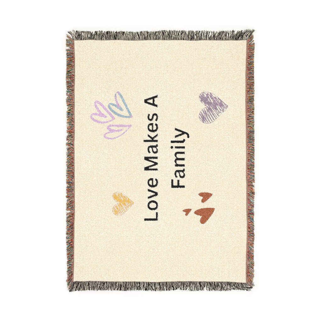 Love Makes A Family Woven Blanket