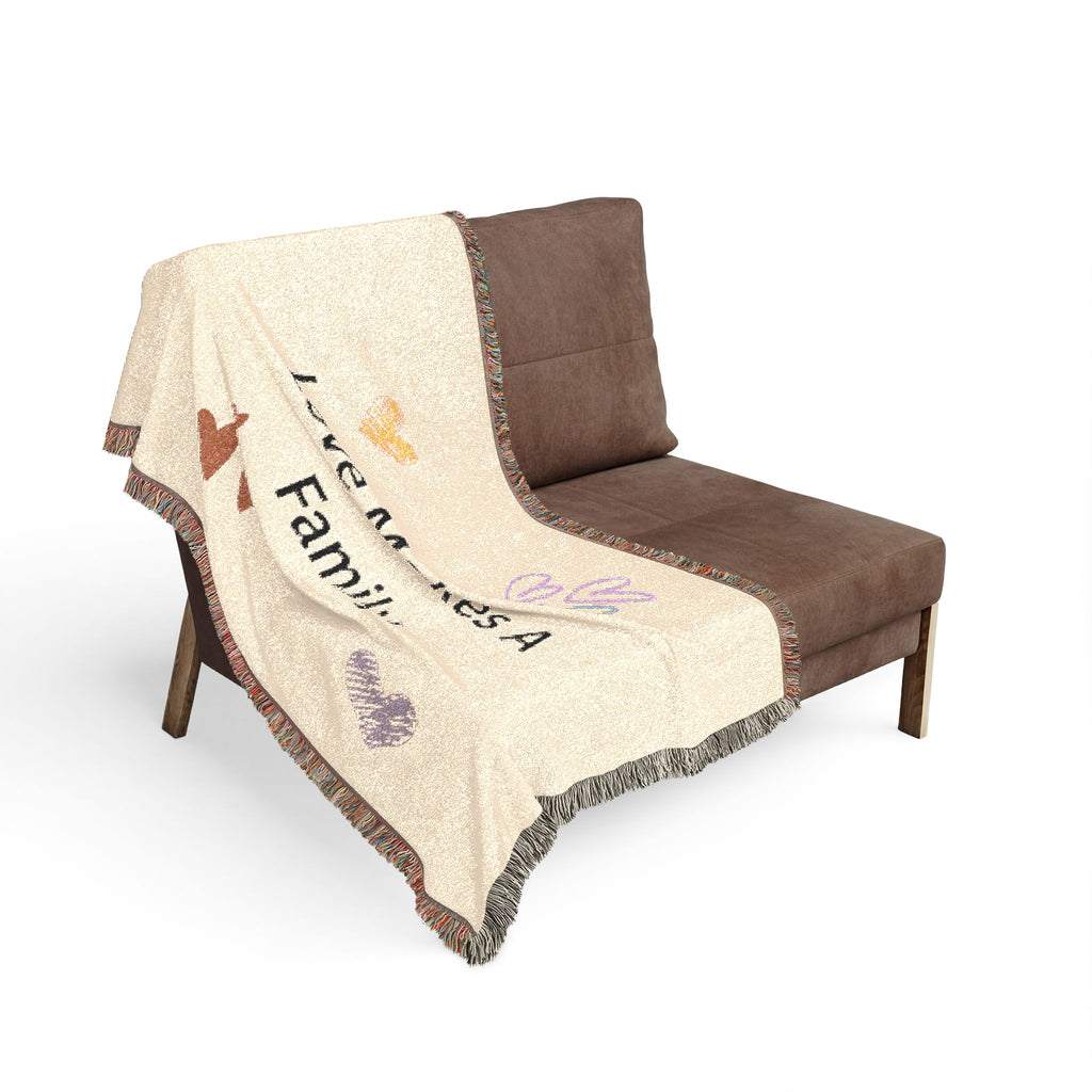 Love Makes A Family Woven Blanket